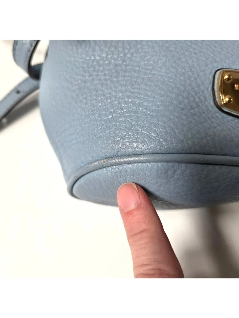 Michael Kors Blue Leather Jules Mini Drawstring Bucket Bag Crossbody Slouchy